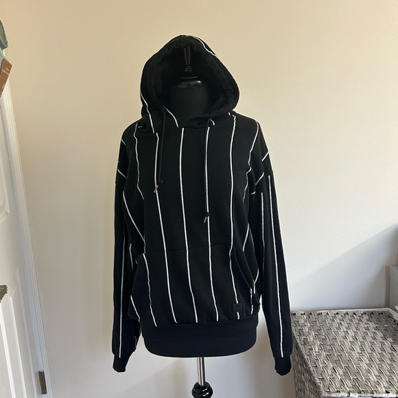 Denim and Flower Ricky Singh Black and white striped hoodie, Size L - Picture 5 of 11
